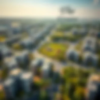 Aerial View of The Greens Aerial view of The Greens community showcasing residential buildings and greenery