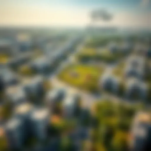 Aerial View of The Greens Aerial view of The Greens community showcasing residential buildings and greenery