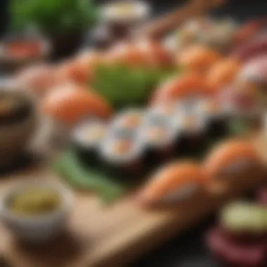 Local Ingredients for Sushi Crafting Close-up of fresh, local ingredients used in sushi, highlighting the connection to Dubai's culinary landscape.