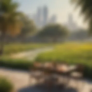 Dining in Dubai's Scenic Meadows A serene meadow in Dubai, creating an inviting ambiance for outdoor sushi dining.