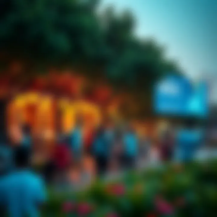 Community gathering in a city park