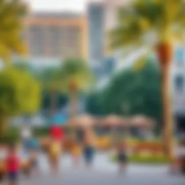 Community Park in Town Square Vibrant community park within Town Square filled with families enjoying leisure activities