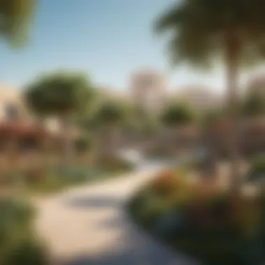 Community Park and Recreational Spaces A community park in Al Farjan filled with greenery and recreational spaces