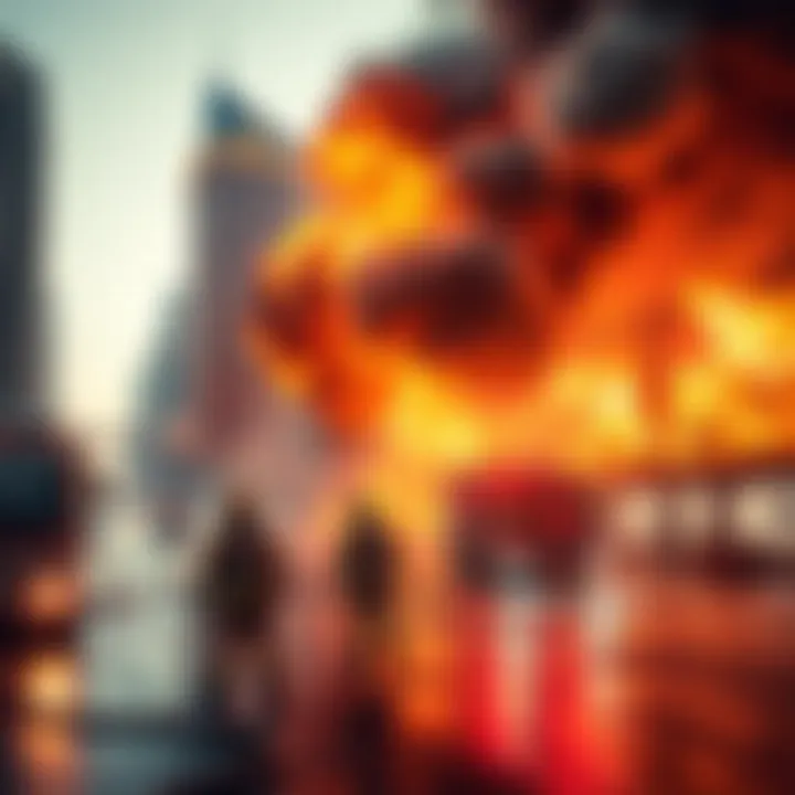 Firefighters in action responding to the Dubai International City fire