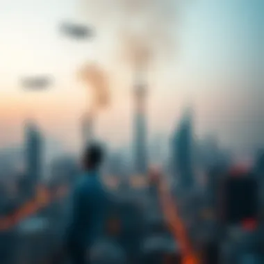 Skyline view of Dubai International City after the fire incident