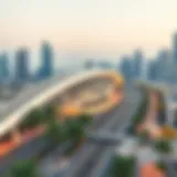 Aerial view of JBR 1 Tram Station showcasing its modern architecture.