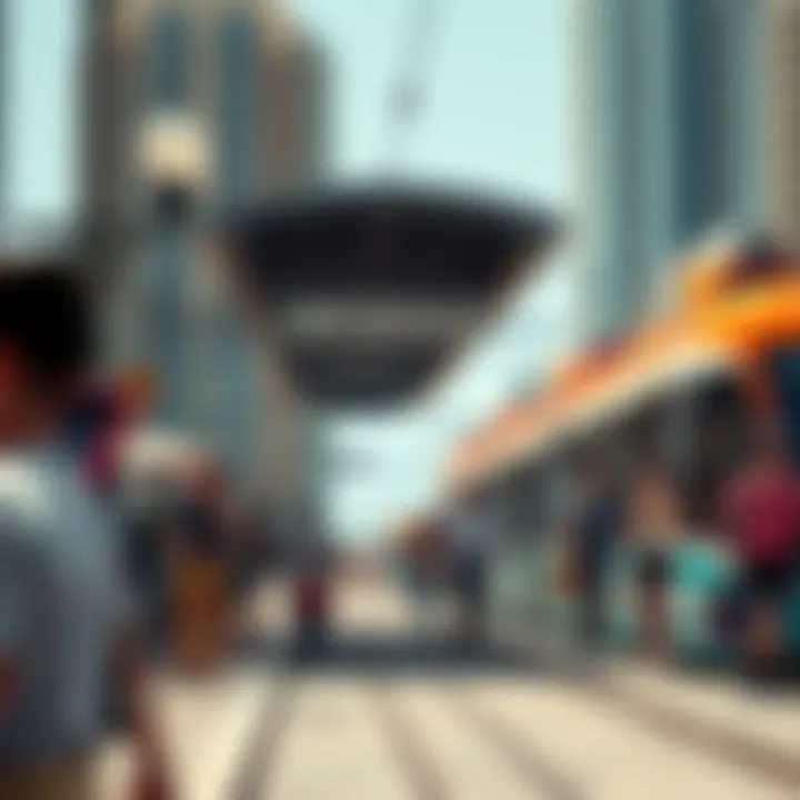 Passengers enjoying the convenience of JBR 1 Tram Station.