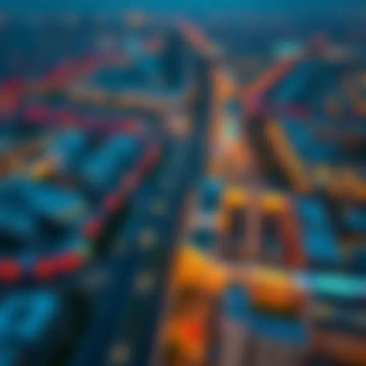 Aerial Perspective of Al Khail Road Aerial view of Al Khail Road showcasing its lanes and surrounding areas