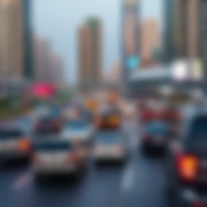 Traffic Flow on Al Khail Road Traffic flow along Al Khail Road illustrating urban movement