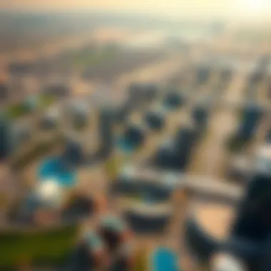 Aerial view of Dubai Studio City showcasing its layout and surroundings