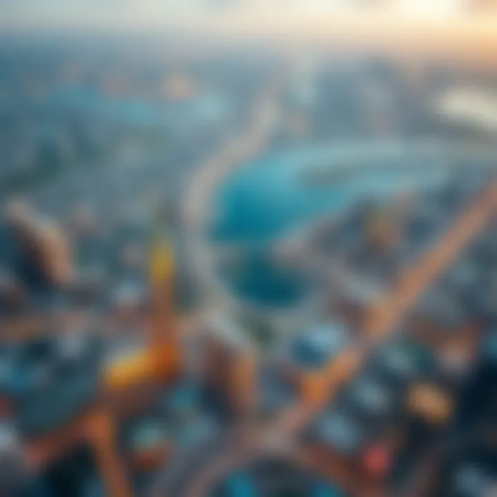 Aerial Overview of JLT An aerial shot of the JLT area illustrating its layout and connectivity