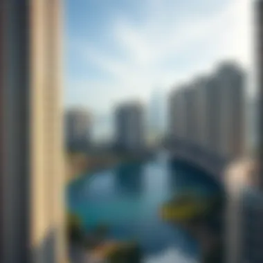 Scenic Lake View in JLT A scenic view of one of the lakes in JLT surrounded by residential buildings