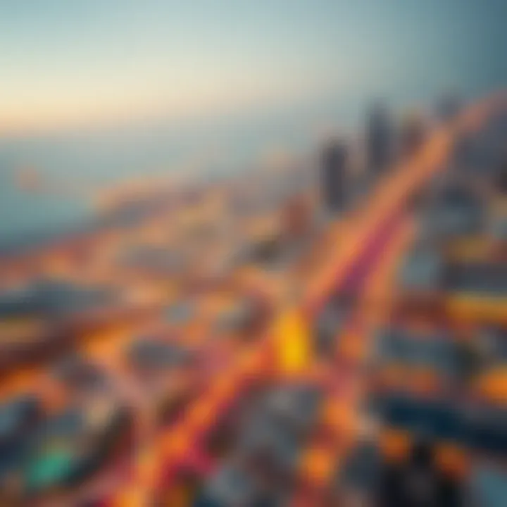 Map highlighting Al Khail Road's connections to key neighborhoods and landmarks in Dubai.