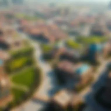 Aerial view of Academic City showcasing university campuses and green spaces