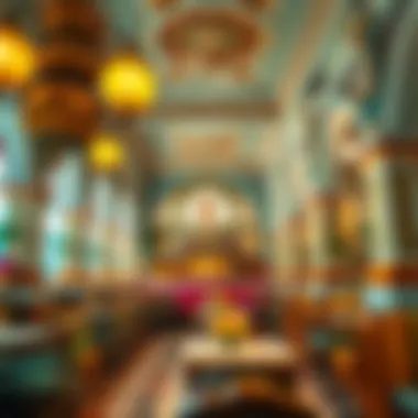 The colorful and inviting interior decor of Vasanta Bhavan