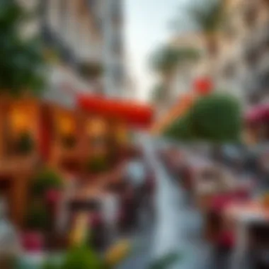 Vibrant outdoor dining setting on Vincitore Boulevard