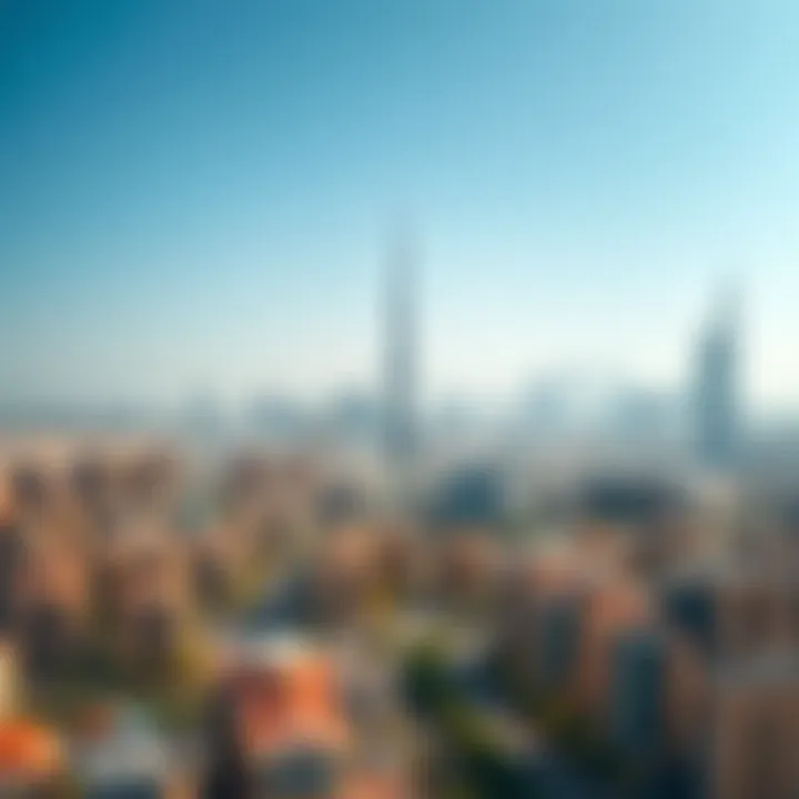 Dubai Skyline and Residential Districts Aerial view of Dubai's skyline showcasing various residential districts