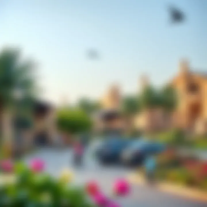 Community Park in Dubai Neighborhood Vibrant community park in a Dubai neighborhood with families enjoying outdoors