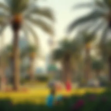 Community Park in Dubai Vibrant community park with families enjoying leisure time