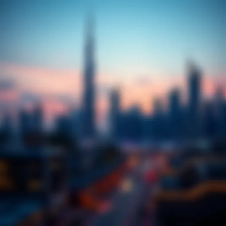 Dubai Skyline at Dusk Stunning skyline of Dubai showcasing iconic skyscrapers